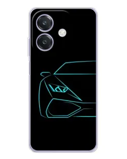Чехол для OPPO A3x с картинкой «Голубой силуэт Lamborghini»