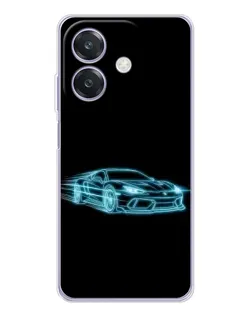 Чехол для OPPO A3x с картинкой «Неоновый контур Lamborghini»