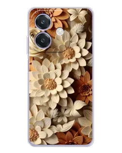Чохол для OPPO A3x з картинкою «Бежевий флористичний декор»