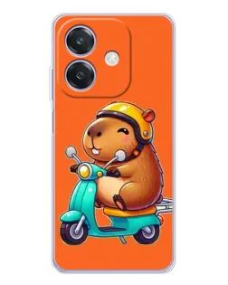 Чехол для OPPO A3x с картинкой «Капибара на скутере»