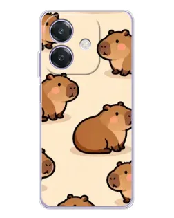 Чехол для OPPO A3x с картинкой «Паттерн милых капибар»