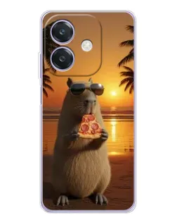 Чехол для OPPO A3x с картинкой «Капибара с пиццей»