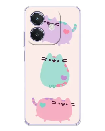 Чехол для OPPO A40m с картинкой «Pusheen трио»