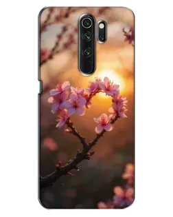 Чохол для OPPO A5 (2020) з картинкою «Рожевий цвіт  сердечко на тлі заходу»