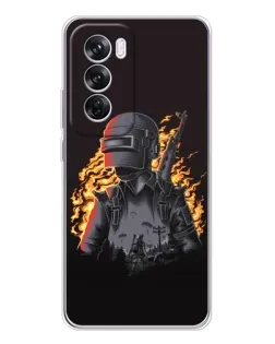 Чехол для OPPO A5 5G с картинкой «PUBG — огненный силуэт»