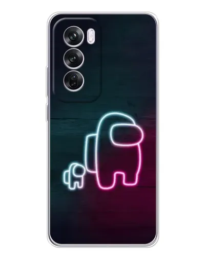 Чехол для OPPO A5 5G с картинкой «Among Us неон-арт»