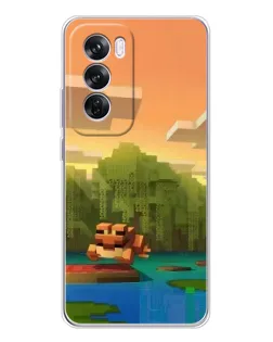 Чехол для OPPO A5 5G с картинкой «Майнкрафт закат солнца»