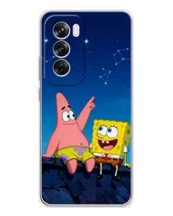 Чехол для OPPO A5 5G с картинкой «Губка Боб и Патрик ночью»