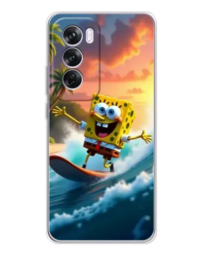 Чехол для OPPO A5 5G с картинкой «Губка Боб серфингист»