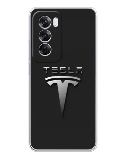 Чехол для OPPO A5 5G с картинкой «Стальной логотип Tesla»