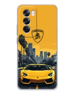 Чехол для OPPO A5 5G с картинкой «Желтый Lamborghini город»