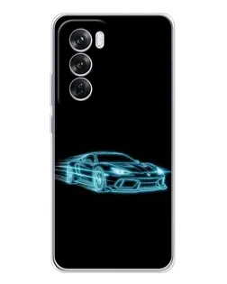 Чехол для OPPO A5 5G с картинкой «Неоновый контур Lamborghini»