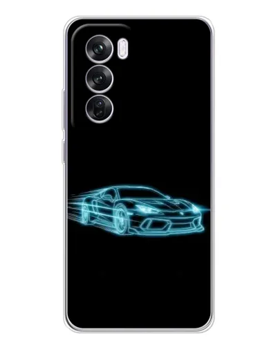 Чехол для OPPO A5 5G с картинкой «Неоновый контур Lamborghini»