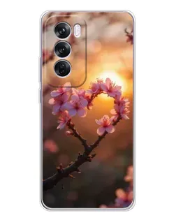 Чехол для OPPO A5 5G с картинкой «Розовый цвет сердце на фоне заката» Чехол для OPPO A5 5G с картинкой «Розовый цвет сердце на фоне заката»