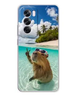 Чехол для OPPO A5 5G с картинкой «Капибара на море»