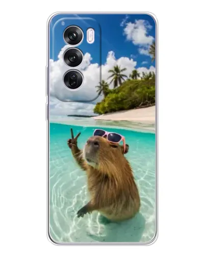 Чехол для OPPO A5 5G с картинкой «Капибара на море»