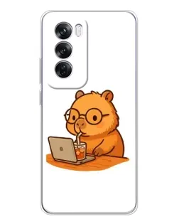 Чехол для OPPO A5 5G с картинкой «Капибара с ноутбуком»