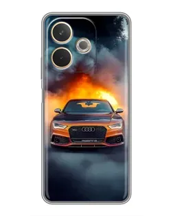 Чехол для OPPO A5 Pro с картинкой «Audi в огненном дыму»