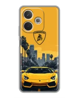 Чехол для OPPO A5 Pro с картинкой «Желтый Lamborghini город»