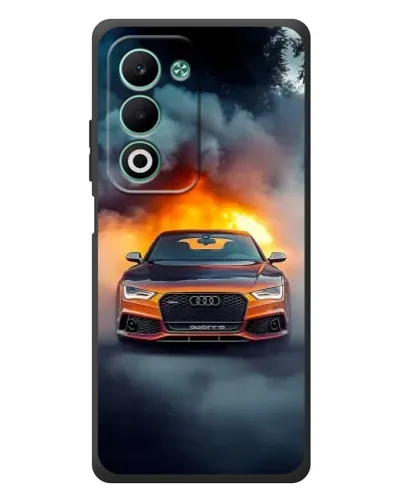 Чехол для OPPO A5 с картинкой «Audi в огненном дыму»