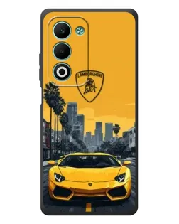 Чехол для OPPO A5 с картинкой «Желтый Lamborghini город»