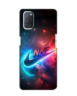 Чехол для OPPO A52 с картинкой «Огненный логотип Nike»
