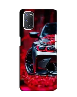 Чехол для OPPO A52 с картинкой «Спортивная BMW и цветы»
