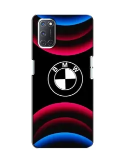 Чехол для OPPO A52 с картинкой «Логотип BMW и неоновые дуги»