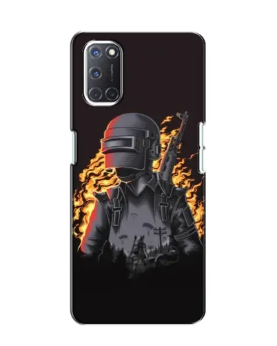 Чехол для OPPO A52 с картинкой «PUBG — огненный силуэт»