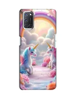Чехол для OPPO A52 с картинкой «Радуга и единороги»