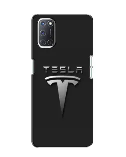 Чехол для OPPO A52 с картинкой «Стальной логотип Tesla»