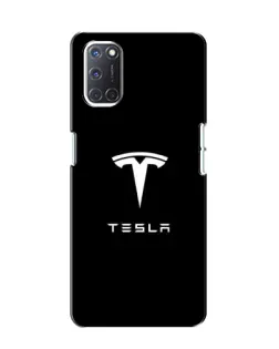 Чехол для OPPO A52 с картинкой «Tesla White Logo»