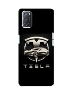 Чехол для OPPO A52 с картинкой «Tesla — серебристое авто»