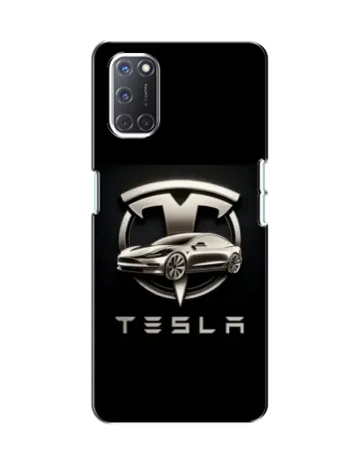 Чехол для OPPO A52 с картинкой «Tesla — серебристое авто»