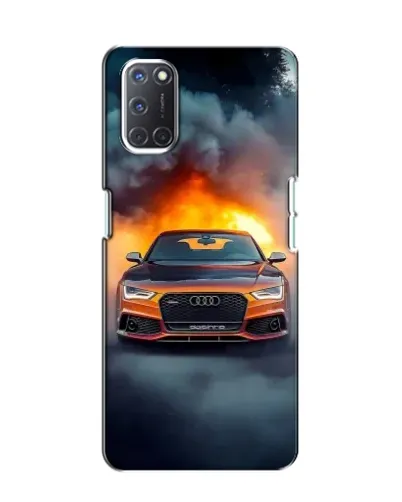 Чехол для OPPO A52 с картинкой «Audi в огненном дыму»
