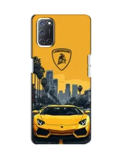 Чехол для OPPO A52 с картинкой «Желтый Lamborghini город»