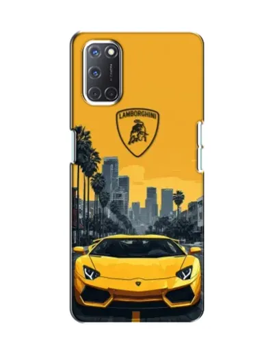 Чехол для OPPO A52 с картинкой «Желтый Lamborghini город»