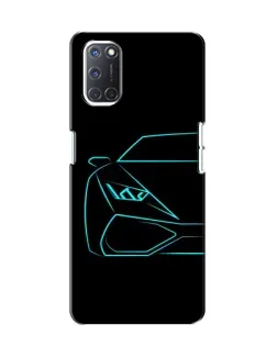 Чехол для OPPO A52 с картинкой «Голубой силуэт Lamborghini»