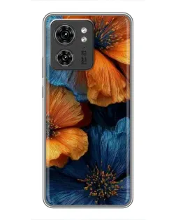 Чехол для OPPO A53 5g с картинкой «Яркая сине-оранжевая флора»