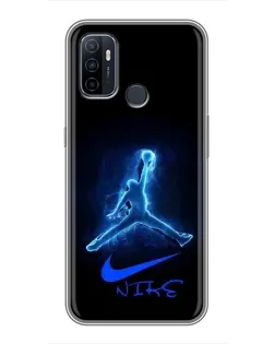 Чехол для OPPO A53 с картинкой «Jordan Neon Blue»