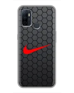 Чехол для OPPO A53 с картинкой «Nike — карбоновая сетка»