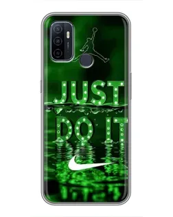 Чехол для OPPO A53 с картинкой «Зеленый неоновый Nike»
