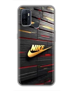 Чехол для OPPO A53 с картинкой «Золотой Nike на металле»