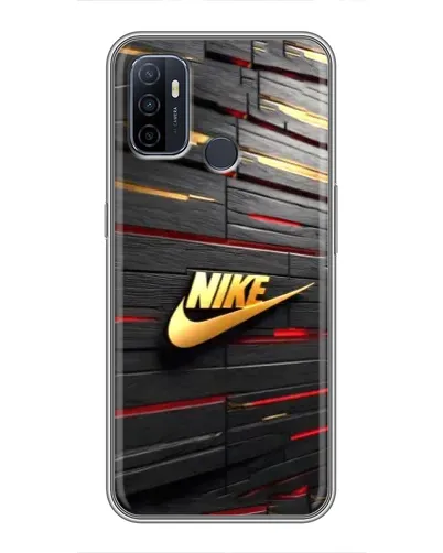 Чехол для OPPO A53 с картинкой «Золотой Nike на металле»
