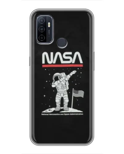Чехол для OPPO A53 с картинкой «NASA — шагаем по Луне»