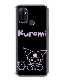 Чехол для OPPO A53 с картинкой «Kuromi — черный минимализм»