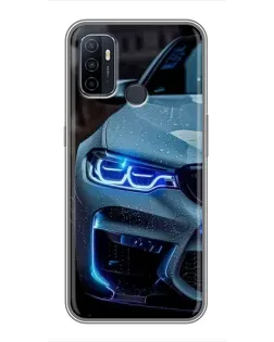 Чохол для OPPO A53 з картинкою «Погляд BMW з синіми фарами»