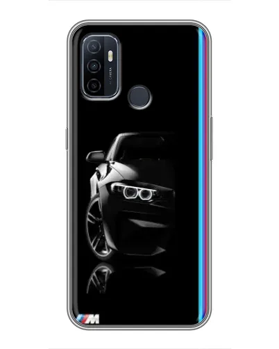 Чехол для OPPO A53 с картинкой «Силуэт BMW в темноте»