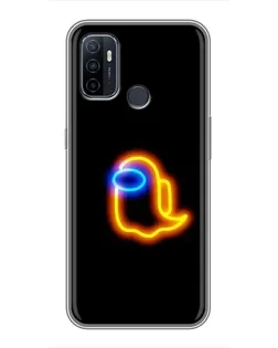 Чехол для OPPO A53 с картинкой «Among Us неоновое сияние»