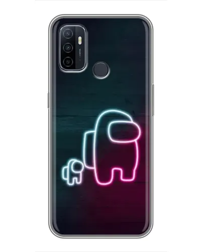 Чехол для OPPO A53 с картинкой «Among Us неон-арт»